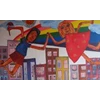 lukisan happy flying couple
