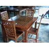 kursi meja makan minimalis kayu jati 1 set kepang 4 dudukan