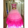 gaun pink tumpuk