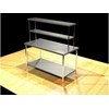 meja stainless 2 tingkat dengan double / single overshelf