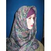 kerudung siang malam bunga ungu