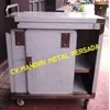 stainless steel cabinet trolly service with wheels with midle shelf with sliding door