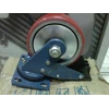 castor wheel pu red d.150 ( normal set + brake)-1