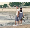 set couple beach holiday