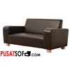 sofa minimalis 2 seater wide arm semi kulit