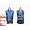 batik sutera jagad kecubung biru blus kerah
