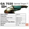 makita grinder 7 in type ga-7020