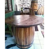 set meja kursi kayu vintage barrel / teak wood vintage barrel table set-1
