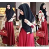 baju muslim red royal set hijab 3 in 1 ori by av