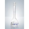 volumetric flask, duran class a conformity certified, with dated batch identification, with ns ground and hollowglass stopper, blue graduation, din iso 1042 cat. no. 282 02 90