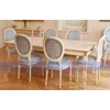 meja makan 6 kursi putih krem lily dts-05 ( 6k) kayu mahoni