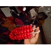 material beads butiran kayu kopi - merah - 20mm 100pcs-1