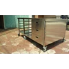 meja dapur resto bahan full stainless steel, lengkap rak loyang & laci-2