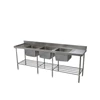 meja stainless steel triple bowl sink with up stand