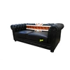 sofa kulit hitam elegant kerajinan kayu