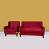 sofa ruang tamu minimalis warna merah kerajinan kayu