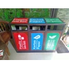 waste bin triple steel / tempat sampah kotak