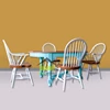 set meja kursi makan minimalis warna kombinasi kerajinan kayu