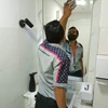 office boy/girl moping toilet ruangan tunggu