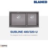blanco subline 480/320-u silgranit sink - undermount - putih-4