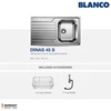 blanco dinas 45 s kitchen sink - bak cuci piring stainless steel-1