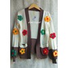 atasan wanita cardigan rajut saku motif bunga gembul