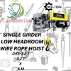 milton single girder low headroom wire rope hoist 3.2 t x 6 m