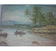 Nelayan di kampung (Water colour)
