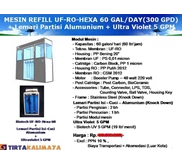 Depot Air Minum Isi Ulang UF-RO-HEXA 60 Galon/ Hari + Lemari Partisi Isi Ulang Stainless Steel + Ultra Violet ( Komplit)
