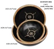 Jai Bowl seashell with rattan rim set of 3