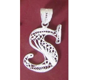 Silver Filigree letter pendant