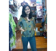blouse kerah kerut bahan sablon malam