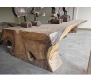 top table kayu jati solid tanpa sambungan dan kaki menyatu, ukuran 350x100x65cm