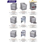CROWN GAS STYLE FRENCH HOT PLATE, GRIDDLE, TILTABLE COOKER, FRYER W/ CABINET, NOODLE COOKER, HOT PLATE COOKER