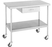Stainless Steel Mobile Table With Under Shelf With Castor With Drawer
