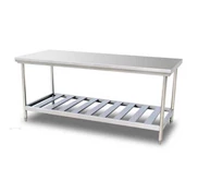 stainless steel work table with grid shelf