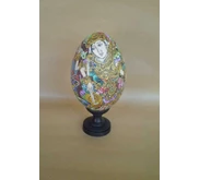 Wooden SWAN Egg Painting With " Saraswati"