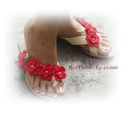 SANDAL RAJUT FLORIST JASMINE - MERAH