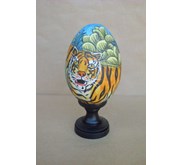 Wooden DUCK Egg With " Tiger"