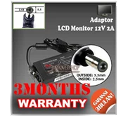 ADAPTOR/ ADAPTER/ LCD MONITOR 12V 2A ( 24 WATT) ORIGINAL/ ASLI/ GENUINE/ COMPATIBLE/ KW1 ( BULAT BESI)