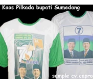pembikinan dan pembuatan produksi kaos pilkada untuk sumedang