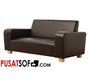 Sofa Minimalis 2 Seater Wide Arm Semi Kulit