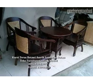 Kursi Teras Betawi Amrik Sandaran Rotan 1 set
