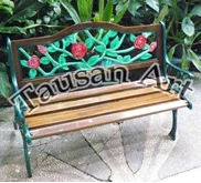 Kursi Taman Besi & Kayu Natural Mawar