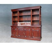 open bookcase mahogany colonial BKO4-M lemari mahogany colonial style besar aura java furniture