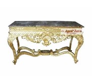 console carving gold leaf top marble Meja model CSHC-M FRONT french furniture, aura java furniture