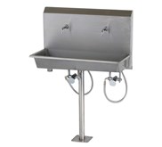 Stainless Steel Table Sink ( Meja Wastafel Stainless model 2 keran dengan 1 kaki)