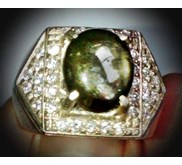 Cincin Batu Natural Permata Black Golden Saphire Star ( Burma)