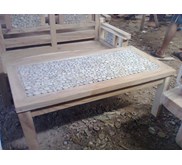 set meja tamu trembesi kombinasi coin jati