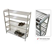Rak sepatu stainless 5 rak celah (200 x 25 x 150 cm)